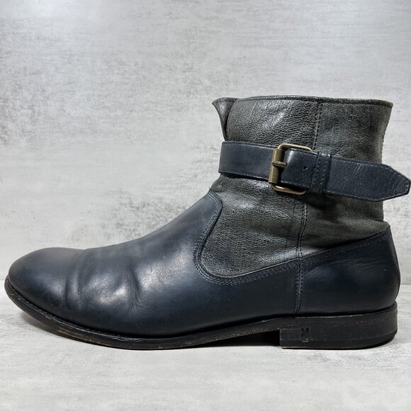 John Varvatos Star USA Leather Zip Ankle Boots - Men's Size 11 - Gray - Picture 1 of 10